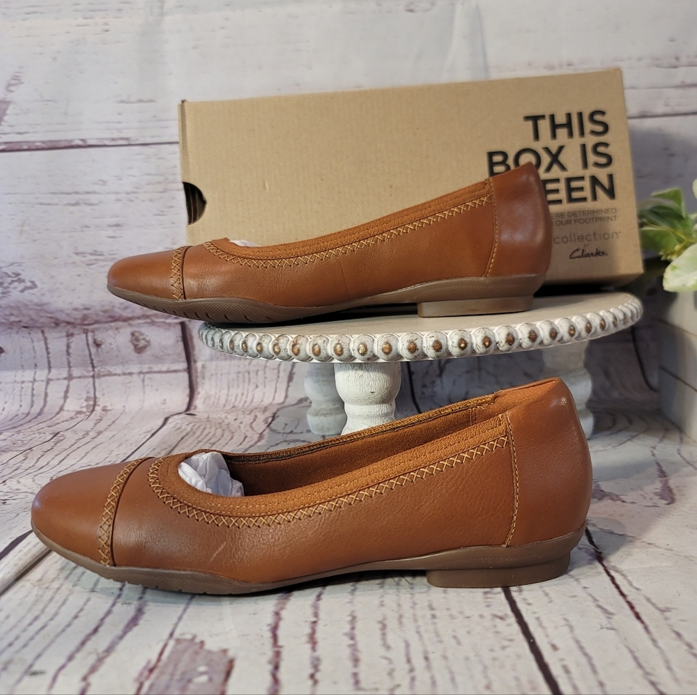 Clarks Collection Sara Bay Ballet Flats -Caramel- Brand New in Box - Picture 6 of 15